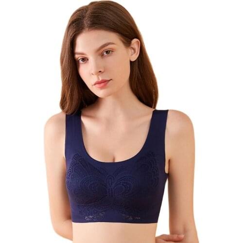 M~7XL Breathable Padded Ice Silk Push Up Bra Womens Seamless Sleeping Bras Backless Brassiere Lingerie Bralette Female Underwear