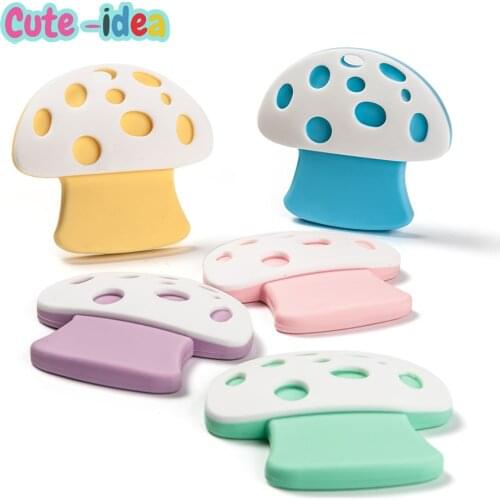 Cute-idea 1PC Silicone Mushroom Teether BPA Free Baby Chewable Teether DIY Rodent Nursing Necklace Pendant Toys Baby products