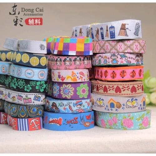 10yards* 5/8"(15mm),7/8"(22mm) Woven Jacquard Cartoon Ribbon Webbing Handmade DIY Sewing Supplies Pet Dog Collar Accessories