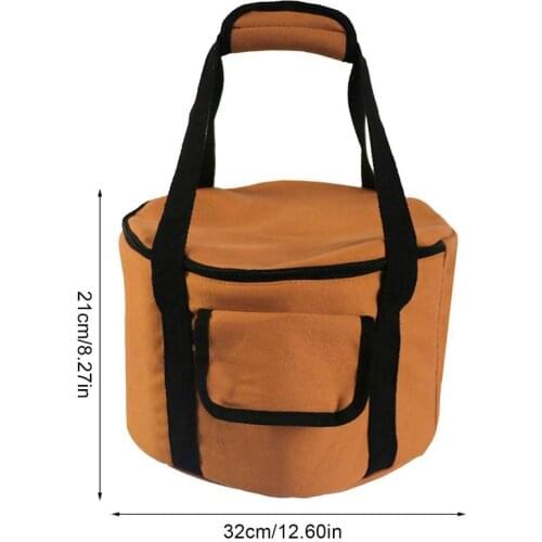 13.7L Outdoor Picnic BBQ Storage Pack Round Cutlery Storage Bag Camping Cookware Water Resistant Tote Bags Camping Organizer