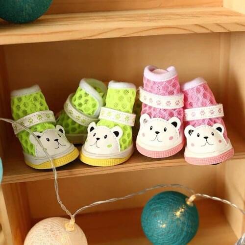4 Pcs Puppy Pet Dog Anti-slip Shoes Sneakers Breathable Booties Outdoor Casual Sneakers for Small Dog Pet Supplies