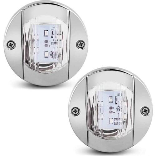 4Pcs IP67 Waterproof Blue Round 12V Marine Boat Stern Light 6-LED Indicator Lamp For Universal Vehicles Yacht ABS