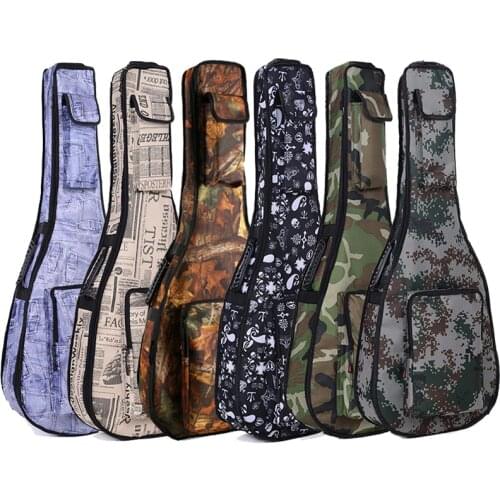 Guitar folk acoustic guitar package thick waterproof camouflage shoulder bag ukulele musical instrument paper leaf printing pack