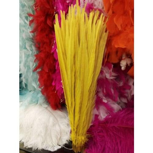 Wholesale perfect 50pcs high quality natural female Pheasant feathers 16-18inch/40-45cm Decorative diy pure yellow