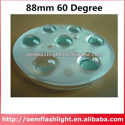 7-in-1 88mm 60 Degree High Power LED Glass Lens with Flat Surface - 1 Piece