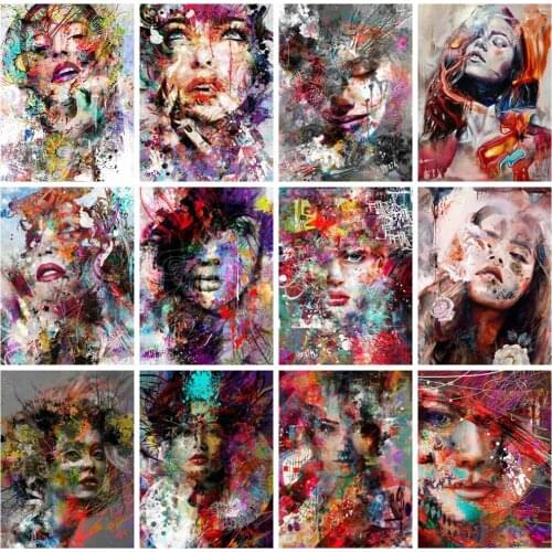 Huacan Diamond Painting Full Girl Home Decor Cross Stitch Embroidery Woman Colorful Home Decor Diamond Art