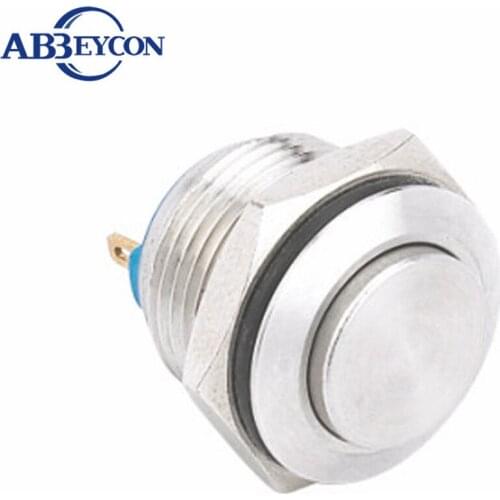 Anti vandal 16mm high round head momenatry/reset function metal pushbutton switch