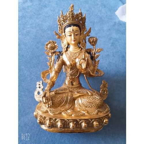 Large Tibetan Buddhism Holy Good Guan yin Buddha statue bless family Safety Health luck Green Tara Buddha brass Buddha statue