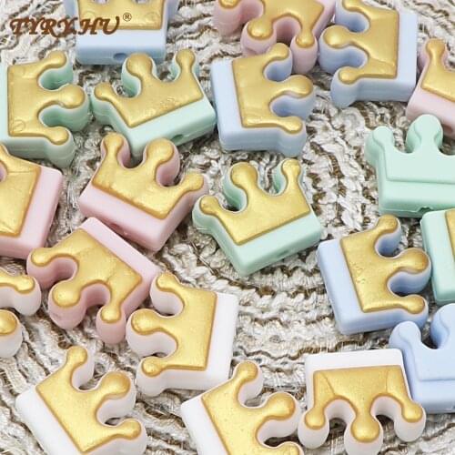 TYRY.HU 50/100pcs Teething Beads Silicone Crown Cartoon Pacifier Clips DIY Cute Chewing Toys Teething Toys Silicone Baby Teether