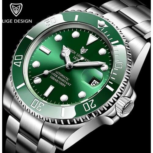 2020 LIGE New Watch Men Automatic Mechanical Tourbillon Clock Fashion Sport Diving Watch 100ATM Waterproof Luminous Watches Mens