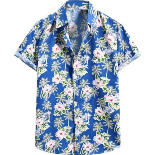 Floral Hawaiian Shirt Men Summer Short Sleeve Quick Dry Beach Turn Down Collar Casual Button Vacation Clothing Chemise Homme 3