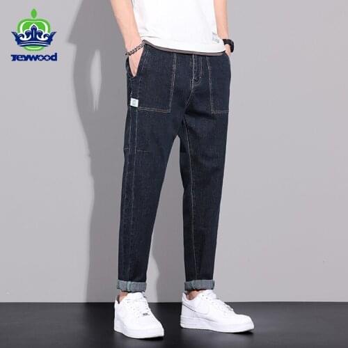 2021 Spring Summer Black Blue Cargo Jeans Men Streetwear Denim Jogger Pants Man Baggy Harem primary color Jean Trousers Male