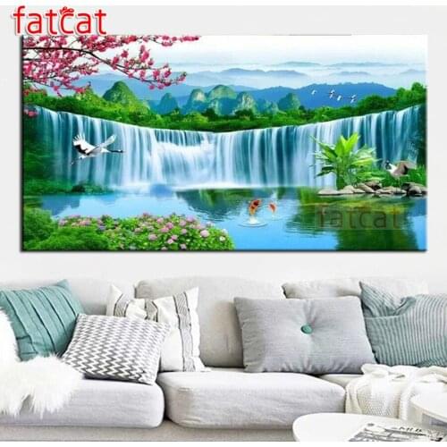 FATCAT Spring natural scenery lake Large Diy Diamond Painting Full square round drill 5d Diamond Embroidery Mosaic Decor AE2373