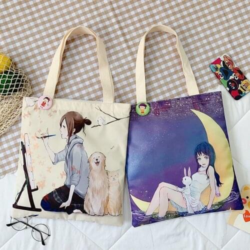 Korean style single shoulder canvas bag female art handbag Harajuku student school bag versatile casual bag shopping bag