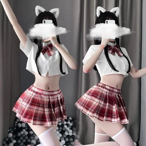 SAROOSY Erotic Lingerie Set Cheerleader Ladies Babydoll Dress Lace Miniskirt Sexy costumes Women Student Uniform Cosplay