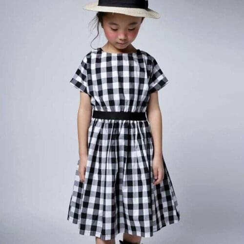3 To 16 Years Kids and Teen Girls Summer Plaid Mid Length Dress 2021 New Fashion Children Cotton Casual Clothing Elegant, #9325