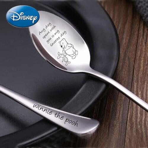 Disney Pooh pattern stainless steel long handle coffee spoon Western tableware can be customized logo ice tip spoon