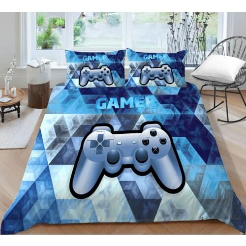 Fashion Blue Gamepad Printing Bedding set Duvet cover with pillowcases Quilt cover set Home Textiles Drop shipping