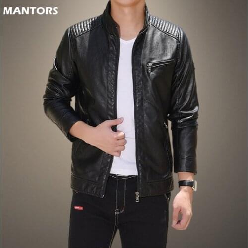 2021 Autumn Leather Jacket Men Motorcycle PU Leather Jacket Casual Stand Collar Coat Male Slim Outerwear Mens Leather Jacket