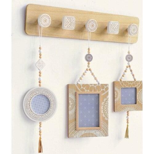 Wall Mounted Wood Hanger Key Holder Clothes Storage Rack Wall Hook Hangers Clothes Storage Rack Home Bathroom Decor