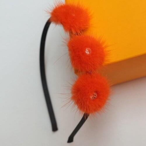50 pcs 35mm Fur pompom Ball Hair hoop solid hairbands popular pompon Hair Bands Princess Headbands Accessories GR115