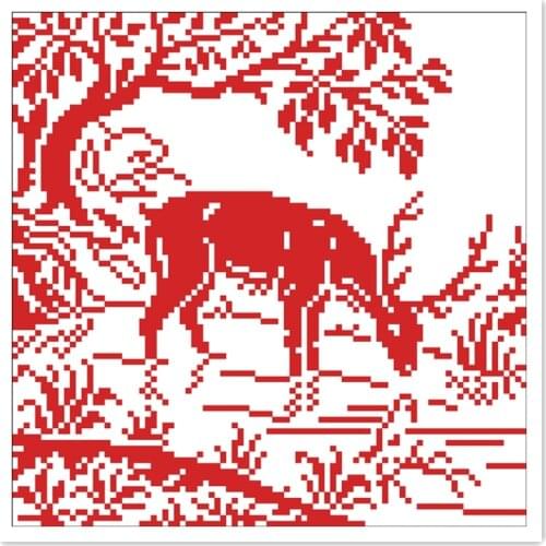 The deer cross stitch package animal 18ct 14ct 11ct white fabric cotton silk thread embroidery DIY handmade needlework