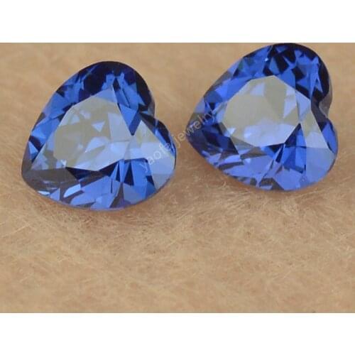 Wholesale 3*3~10*10mm 5A Middle New Blue Color CZ Gems Heart Cut Loose Lab Created Sapphir-e Cubic Zircon Stone For Jewelry DIY