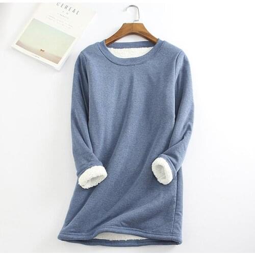 2020 Autumn Winter Plus Velvet Long Sleeve Shirt Women Warm Thick Plus Size T Shirt Vintage Streetwear Slim Ladies Tops poleras