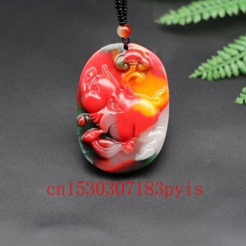 Natural Color Jade Zodiac Pig Pendant Necklace Chinese Hand-Carved Charm Jadeite Jewelry Fashion Amulet for Men Women Lucky Gift