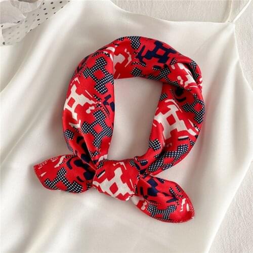 New Summer Square Silk Scarf Lady Hair Foulard Women Small Bag Scarves Kerchief Fashion Print Satin Female Bandana Hijab 2021