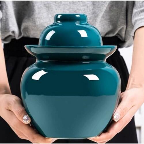 Jingdezhen Thicken Ceramic Kimchi Jar Household Pickled Cans Kitchen Pickle Jars Cabbage Fruit Pickling Storage Sealed Container