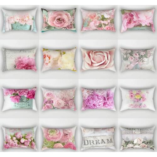 Pastoral Retro Flower Pillow 30*50 Rectangular Sofa Cushion Waist Pillow Cushion Net Red Pillow Double Sided Flower Pillow