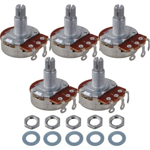 Full Size B500K Pot Split Shaft Potentiometer Tone Pots for Guitar Bass Pack of 5
