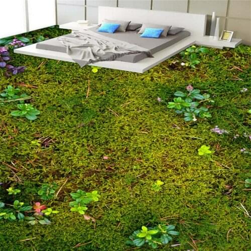 Beibehang Custom Nonwovens Decorative Mural HD Clear Fresh Grass Wildflower Toilet Bathroom Bedroom 3D Floor