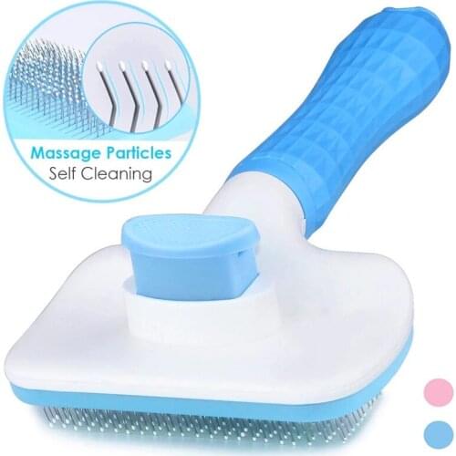Dog Hair Removal Comb Grooming Brush Pet Self Cleaning Slicker Brush with Massage Particles Removes Loose Hair Pet Cat Supplies