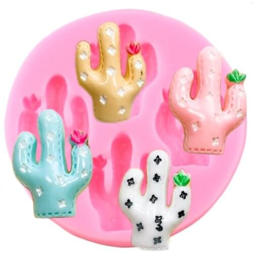 Cartoon Cactus Silicone Mold Baby Birthday Candy Clay Fondant Molds Cake Decorating Tools DIY Cupcake Chocolate Candy Clay Mould