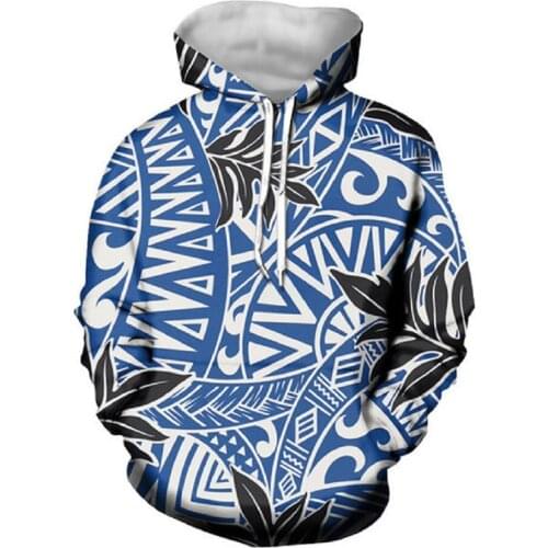 Polynesian Traditional Tribal Printed Hawaii Fiji Custom Clothing Manufacturers Sweatshirts Full Mens Hoodies With Pocket
