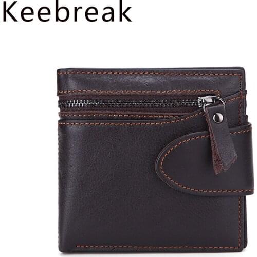 Slim Men Wallet Genuine Leather Thin Wallet With Coin Pocket Vintage Cow Leather Money Bag Male Purse Cartera Hombre Small Walet
