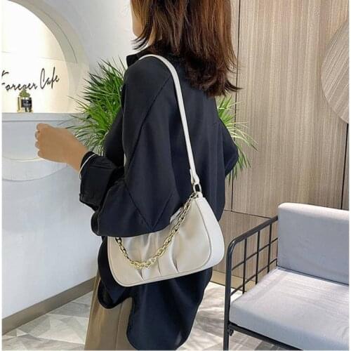 Summer Travel Luxury Designer Handbag 2021 New Chain Leather Underarm Shoulder Bags Fashion Pleats Small Square Bag