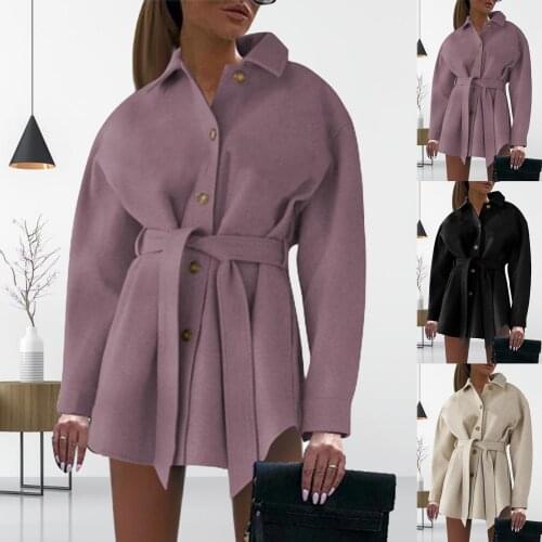 Coat V-neck Warmth Woolen Women Overcoat for Work