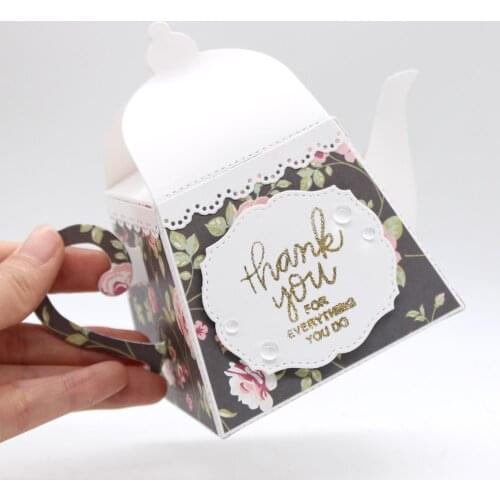 ZLDECOR Teapot Gift Box Metal Cutting Dies Stencils for DIY Scrapbooking Decorative Embossing DIY Paper Card