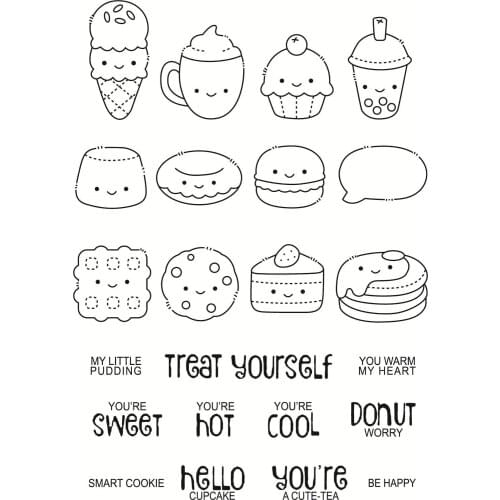 11x16 Cute food illustration Transparent Clear Stamps Silicone Seals for DIY scrapbooking photo album Card Making