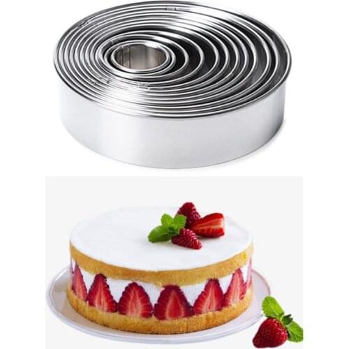 14 Pcs Open Cutter Round Cookie Molds Stainless Steel Sweet Moulds for Cooking Baking Sugar Paste and Cake Kitchen Bar 124E