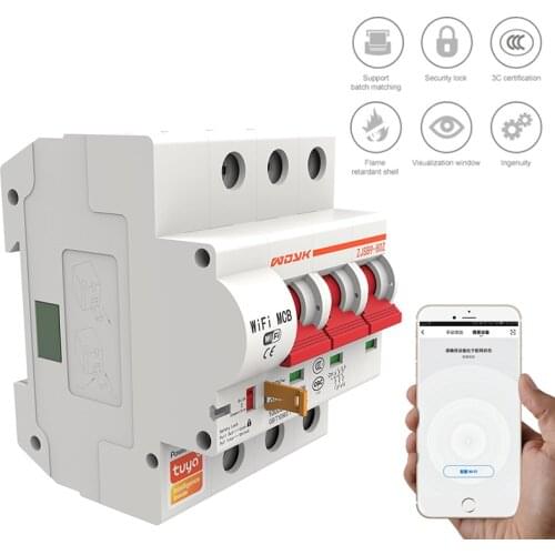 16A/32A/80A/100A Smart WIFI Circuit Breaker 3P IoT Air Switch Smart Life/Tuya Smart APP Control Work With Alexa Google Home