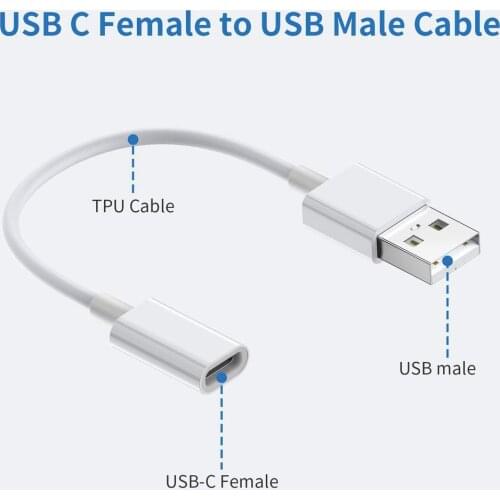 3Pcs USB C Female To USB Male Adapter Charger Cable Adapter Type C USB Charging 30cm Adapter Cable Phone Accessories