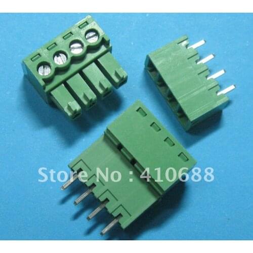 4pin/way Pitch 3.81mm Screw Terminal Block Connector Green Color with straight pin 50 pcs