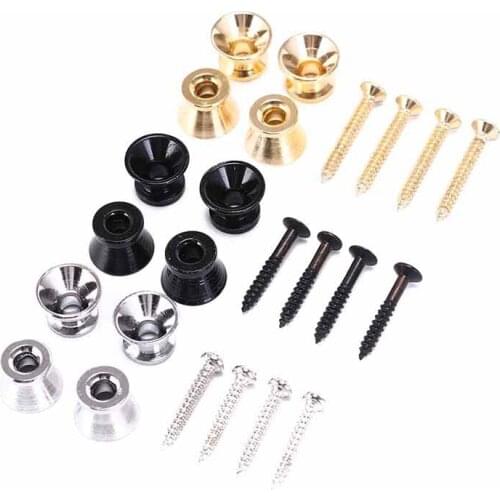 4Pcs/lot Bass Guitar Ukulele Strap Buttons Screw Lock Pins Pegs Pads Strap Lock StrapLock Black/ Silver/ Gold Choose
