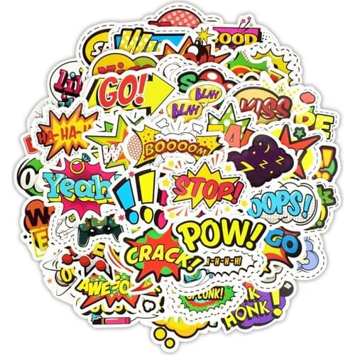 50 PCS Buzzword Sticker Toys for Children Pop Style Creative Stickers Gadget Gift to DIY Scrapbook Laptop Suitcase Bike