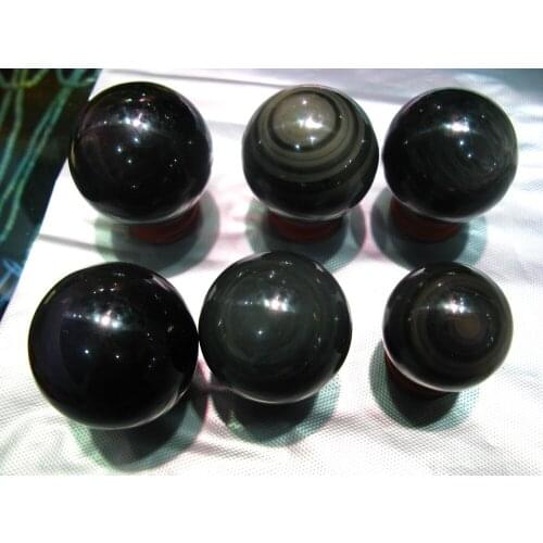 6 Natural rainbow obsidian Crystal quartz Polished sphere ball