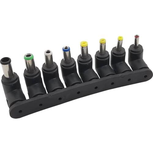 8Pcs/set Universal Laptop DC Power Male to Female Elbow Supply Adapter DC Power Jack Plug Right Angle Conversion Head Connector